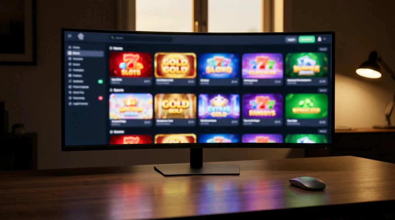 Slot game lobby at a new UK casino showing providers like Pragmatic Play and NetEnt